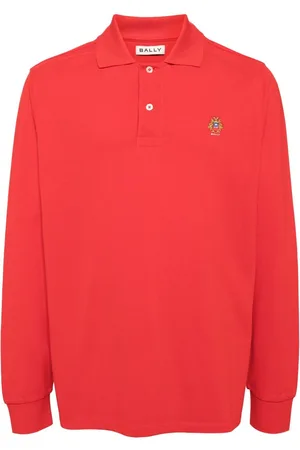 Bally Playera tipo polo manga larga con parche del logo
