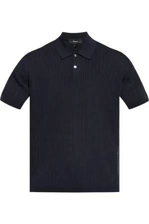 THEORY Playera tipo polo en tejido de ochos