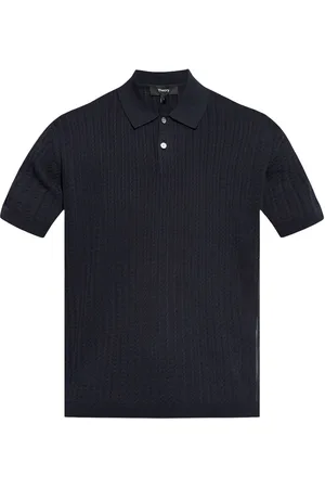 THEORY Playera tipo polo en tejido de ochos