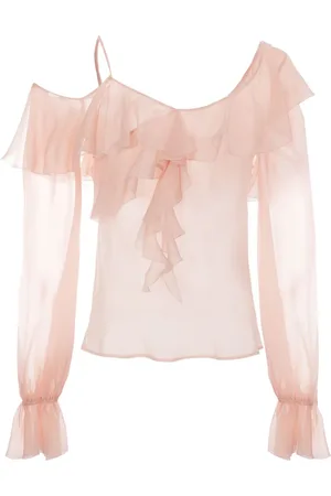 BLUMARINE Blusa de seda con cuello asimétrico