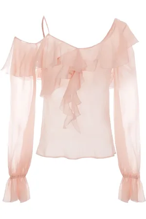 BLUMARINE Blusa de seda con cuello asimétrico