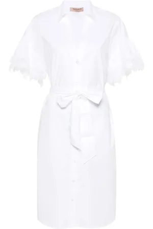 Twin-Set Vestido camisero con ribete de encaje