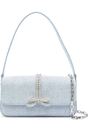 Self-Portrait Bolsa de hombro de mezclilla con detalles de strass