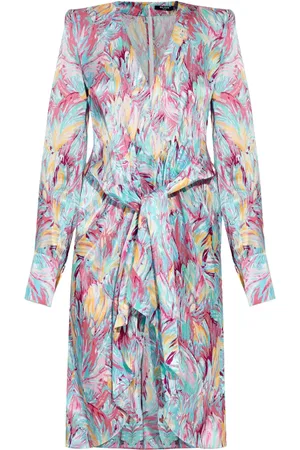 Balmain Vestido de seda con estampado abstracto