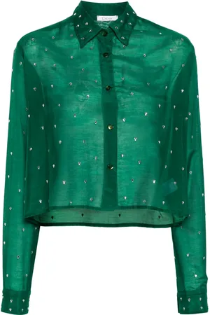 Oseree Camisa corta con detalles de cristal