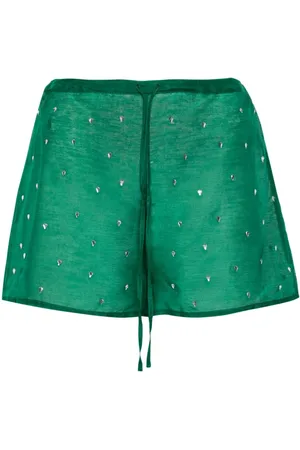 Oseree Shorts con tiro alto y detalles de cristal