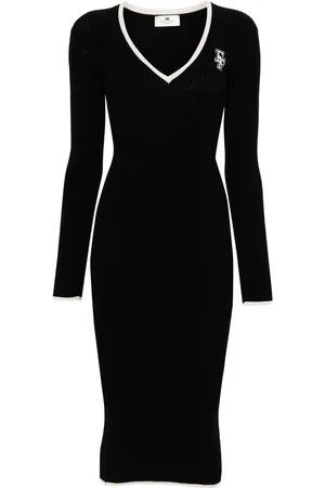 Elisabetta Franchi Vestido midi tejido de canalé en intarsia