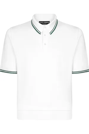 Dolce & Gabbana Playera tipo polo de seda con borde a rayas