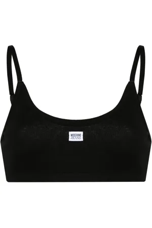 Moschino Bralette de canalé fino con parche del logo