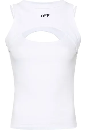 OFF-WHITE Top de canalé con diseño a capas