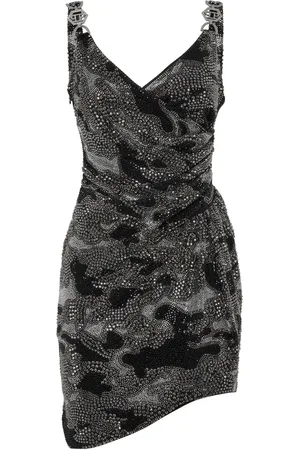 Philipp Plein Vestido corto con diseño fruncido y detalles de cristal