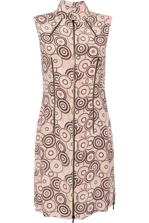 CHANEL Vestido de seda con estampado geométrico 2001