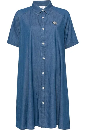 Chocoolate Vestido camisero de mezclilla con parche del logo