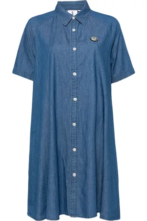 Chocoolate Vestido camisero de mezclilla con parche del logo
