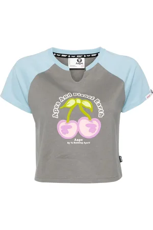A Bathing Ape Playera corta con cerezas estampadas