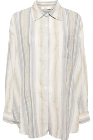 B+AB Camisa con botones y rayas estampadas