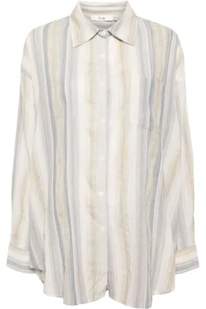 B+AB Camisa con botones y rayas estampadas