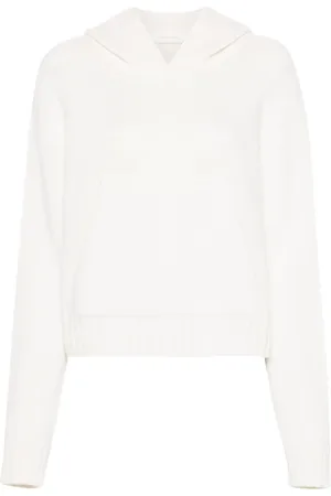 Palm Angels Hoodie tejida con logo curvo