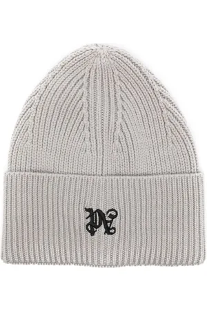 Palm Angels Gorro tejido de canalé con logo bordado