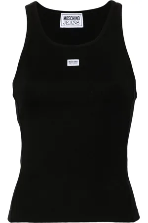 Moschino Top tejido de canalé con parche del logo