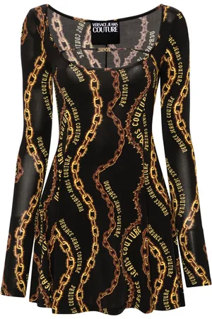 VERSACE Vestido corto con estampado de cadena