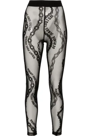 VERSACE Leggins de malla con cadenas estampadas