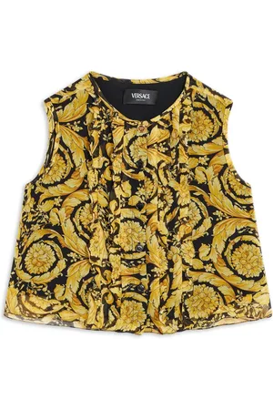 VERSACE Camisa de seda sin mangas con estampado Barocco