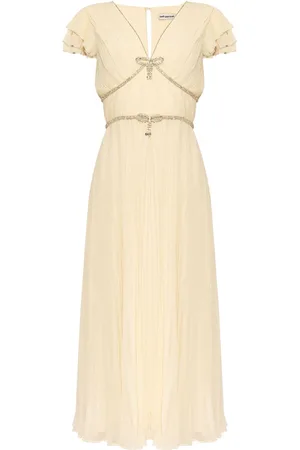 Self-Portrait Vestido midi con ribete de cristal