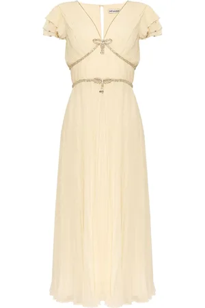 Self-Portrait Vestido midi con ribete de cristal