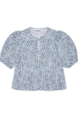 Ganni Blusa manga corta con estampado floral