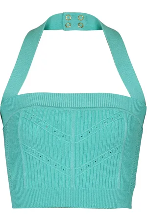 Balmain Top tejido con cuello halter