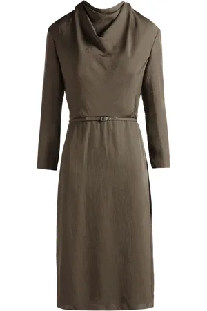 Bally Vestido midi con cuello desbocado y cinturón