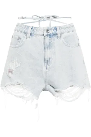 Musium Div. Shorts de mezclilla con detalles rasgados