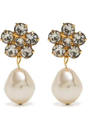 Jennifer Behr Aretes florales con detalles de cristal