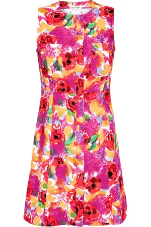 CHANEL Vestido corto con estampado floral 1997