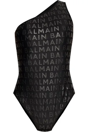 Balmain Traje de baño con logo estampado y tira en un hombro