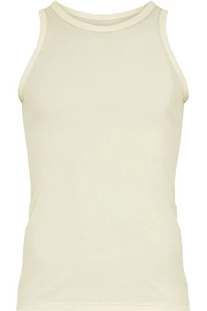 Maison Margiela Top de tejido fino de canalé con cuello redondo