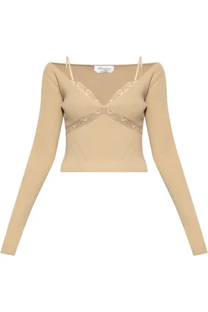 BLUMARINE Top tejido con detalle de encaje