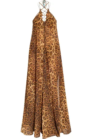 La Perla Vestido de playa con espalda abierta y estampado de leopardo