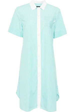 AGNÈS B. Vestido camisero manga corta con estampado de rayas diplomáticas
