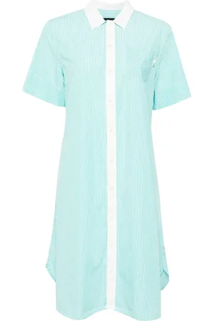 AGNÈS B. Vestido camisero manga corta con estampado de rayas diplomáticas