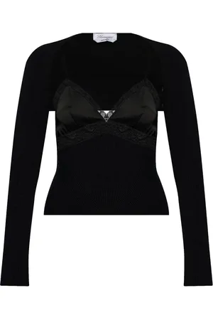 BLUMARINE Top tejido con panel de encaje