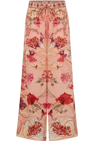 Camilla Pantalones de seda Blossoms and Brushstrokes