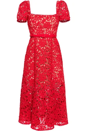 Self-Portrait Vestido midi con encaje floral