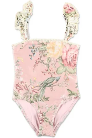 ZIMMERMANN Traje de baño con estampado floral y ribete de crochet