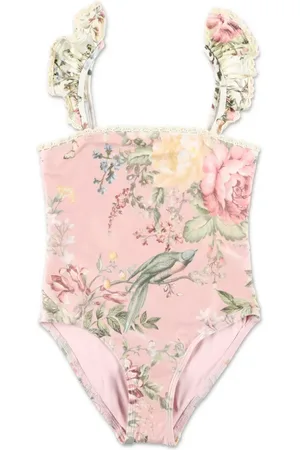 ZIMMERMANN Traje de baño con estampado floral y ribete de crochet