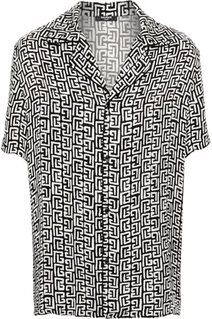 Balmain Camisa satinada monograma estampado