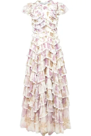 Needle & Thread Vestido con volantes y estampado floral