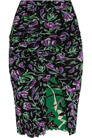 Diane von Furstenberg Falda lápiz con estampado floral y abertura en la parte delantera