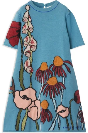 Burberry Vestido tejido con motivo floral en intarsia